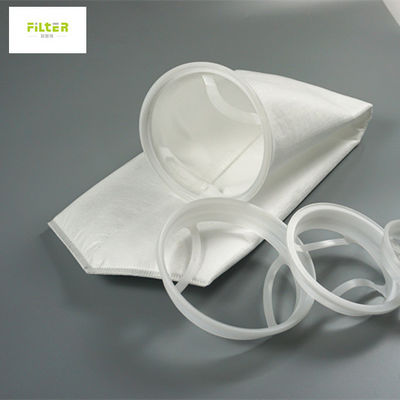Plastik halka kaynaklı sıvı filtresi torbası PP / PE / Nylon Mesh 100 Mikron