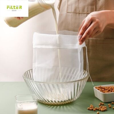 Süt suyu, soya sütü ve diğer sıvı uygulamalarının filtrelenmesi için uygun büzme ipli dayanıklı Sıvı Filtre Torbası